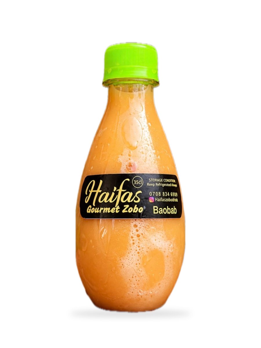A bottle of Haifas Baobab Drink